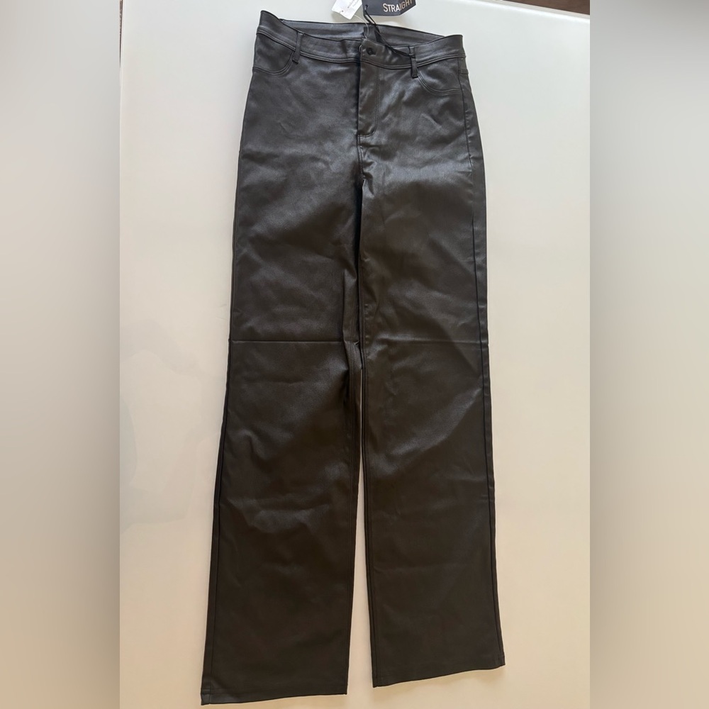 Windsor Black Straight-Leg Faux Leather Pants